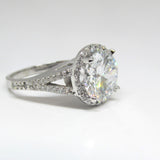 4 carat Lab Grown Diamond Split Shank Halo Engagement Ring - Thenetjeweler