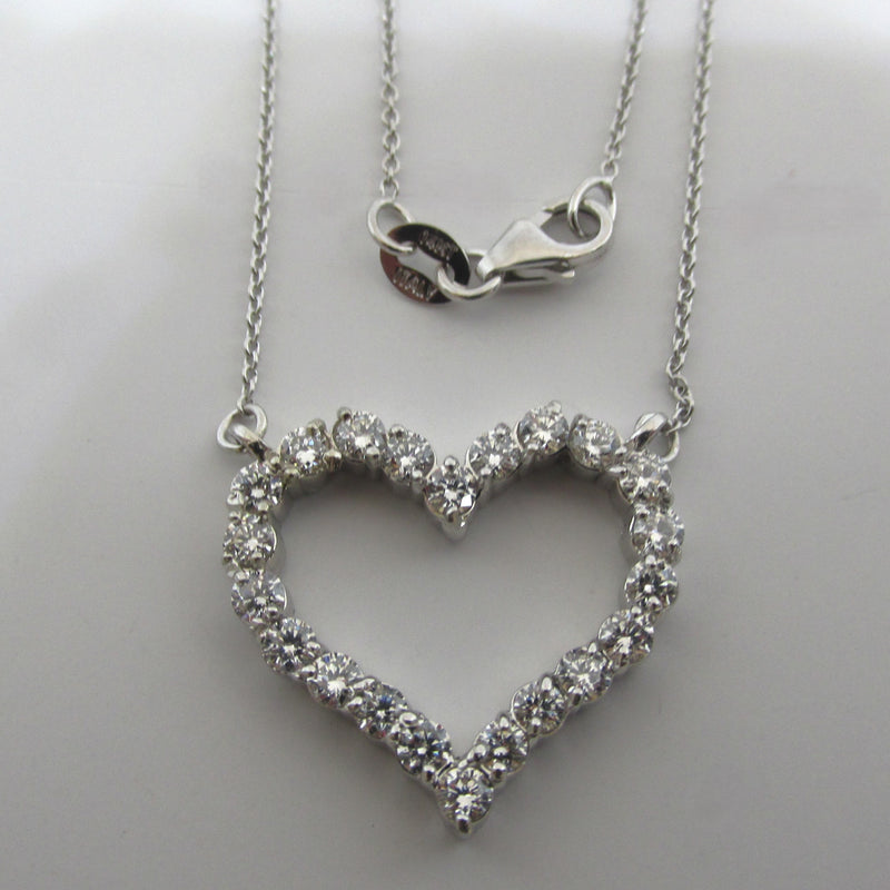 0.91 ctw Round Diamond Open Heart Necklace - Thenetjeweler