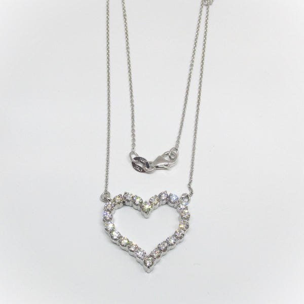 0.91 ctw Round Diamond Open Heart Necklace  - Thenetjeweler