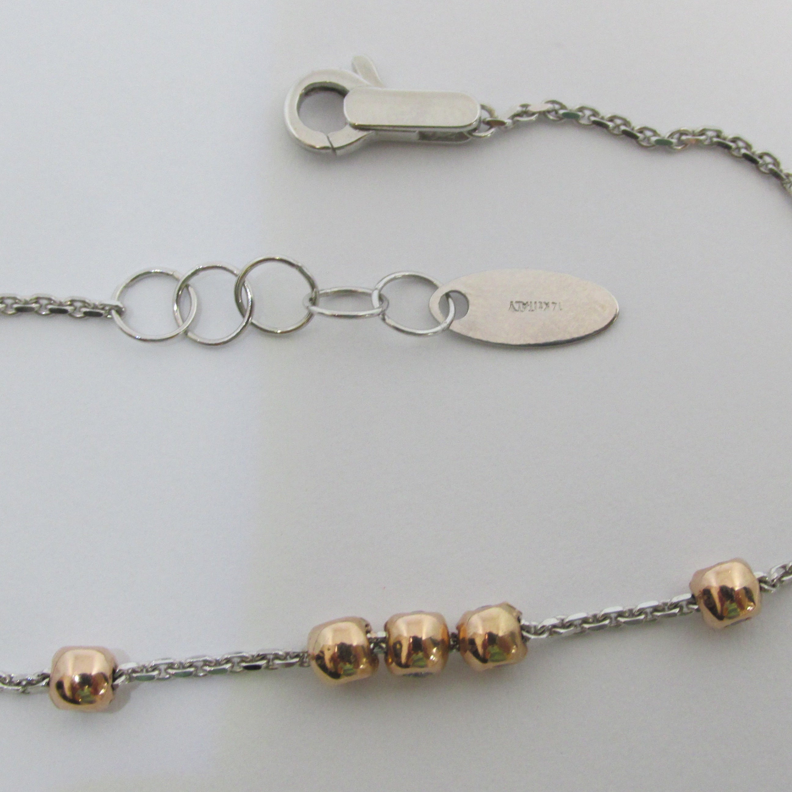Cubic Zirconia Link Bracelet 14K White and Yellow Gold - Thenetjeweler