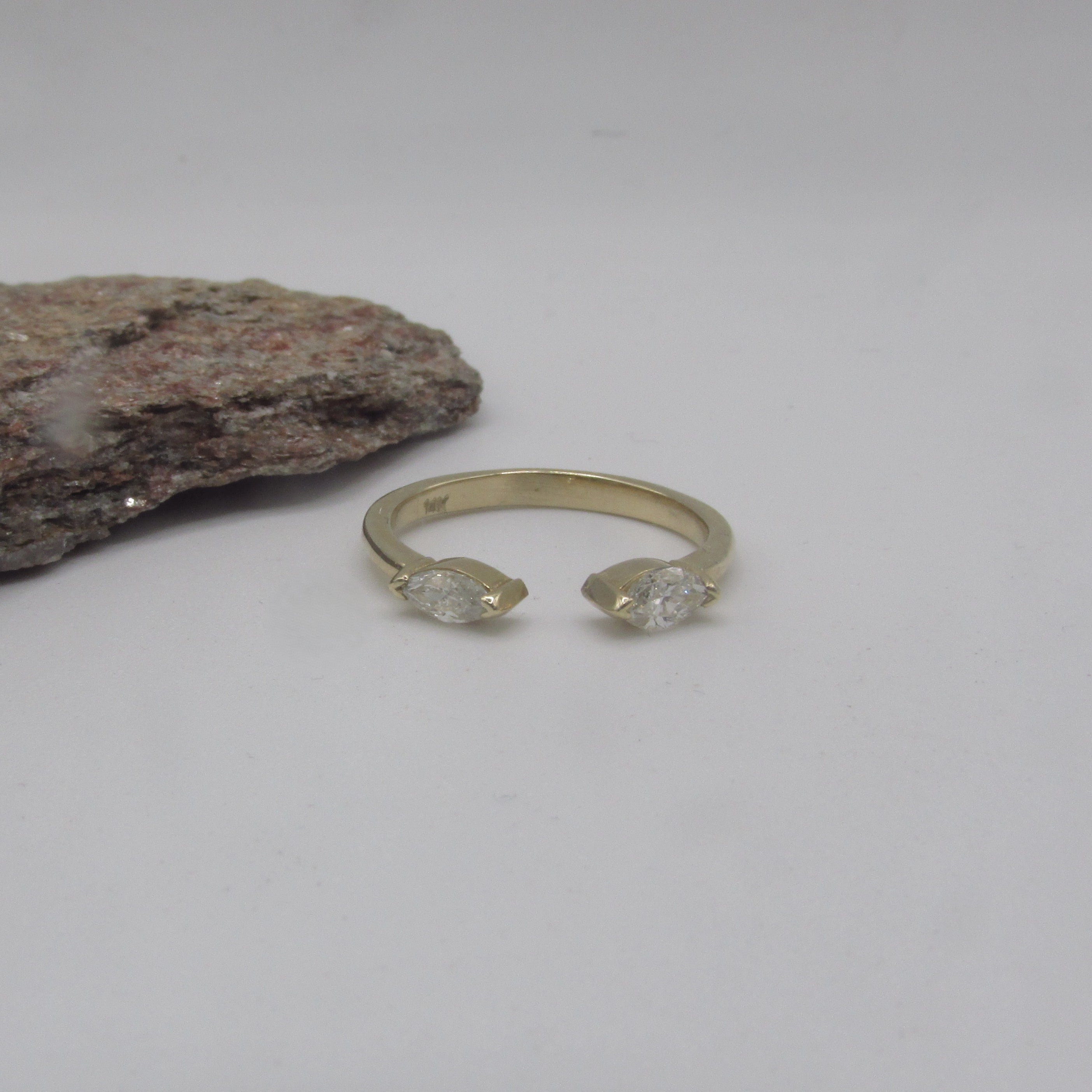 Marquise Diamond Open Ring Yellow Gold