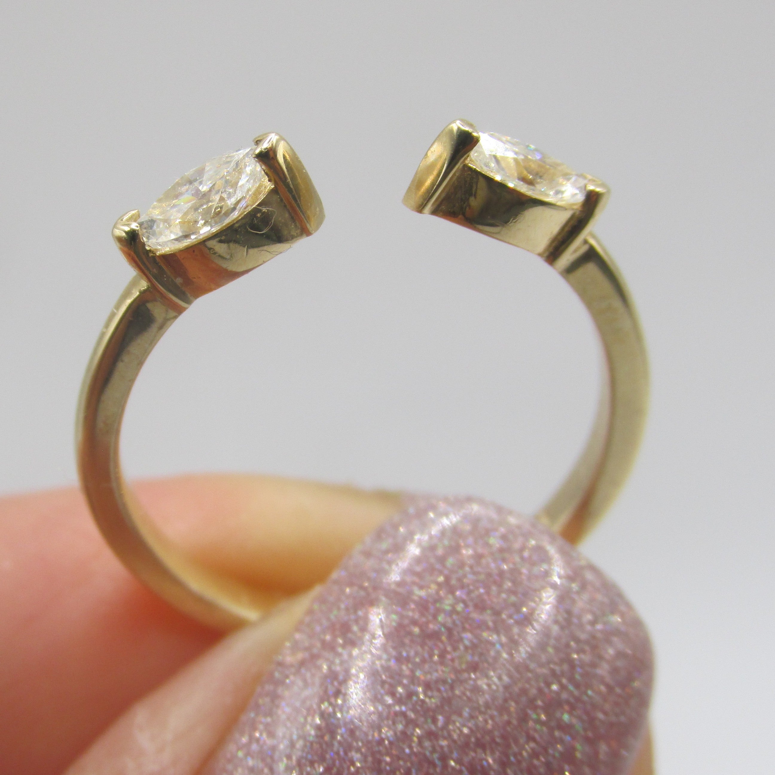 Marquise Diamond Open Ring Yellow Gold