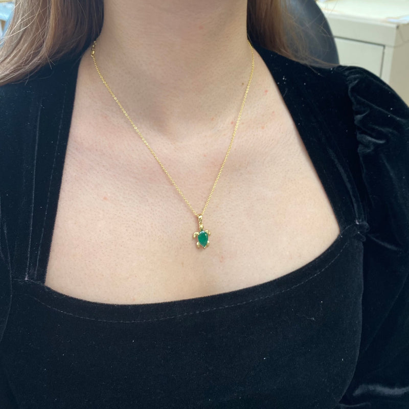 2.22 carat Pear Emerald Sea Turtle Necklace - Thenetjeweler