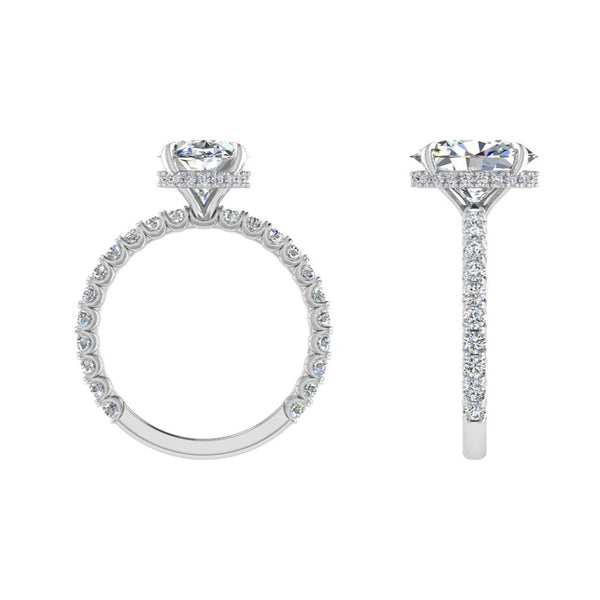 Oval Cut Hidden Halo Diamond Ring 0.70CT - Thenetjeweler