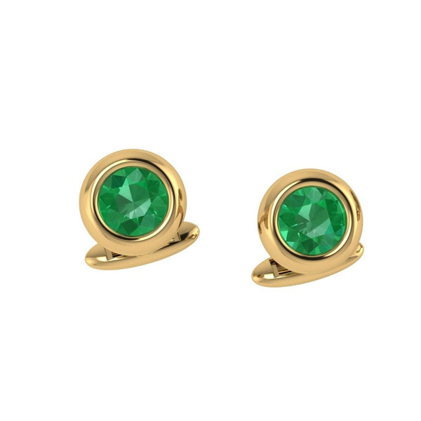 Round Cufflinks with Emeralds