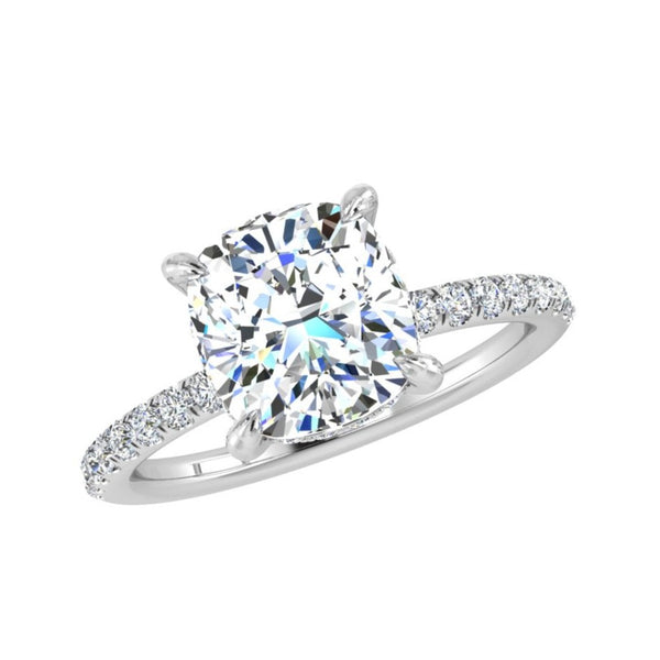 Cushion Diamond Pave Engagement Ring - Thenetjeweler