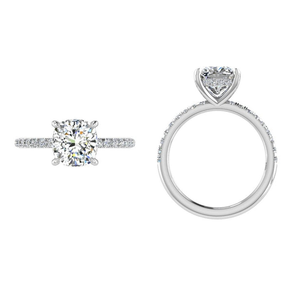 Cushion Diamond Pave Engagement Ring - Thenetjeweler