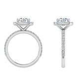 Round Diamond Cushion Halo Engagement Ring in Super White Gold - Thenetjeweler