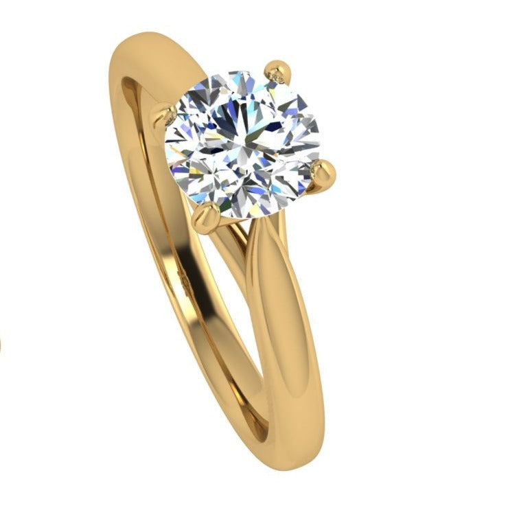 18K Gold Round Diamond Solitaire Engagement Ring