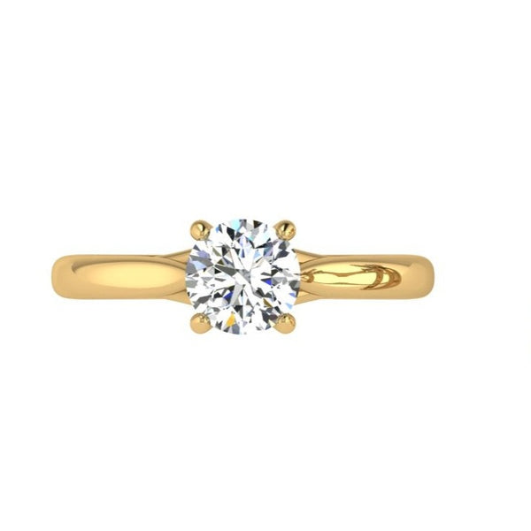 18K Gold Round Diamond Solitaire Engagement Ring - Thenetjeweler