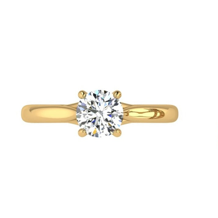 18K Gold Round Diamond Solitaire Engagement Ring - 18KT Yellow Gold - Thenetjeweler