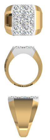 14K Yellow Gold Men's Signet Diamond Ring - Thenetjeweler