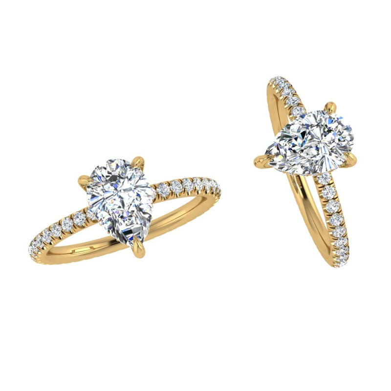 Pear Diamond Eternity Engagement Ring 0.52 ct - Thenetjeweler