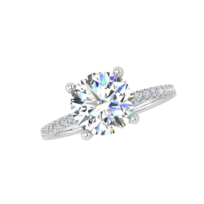 Round Diamond Side Stones Engagement Ring 0.32 ct - Thenetjeweler