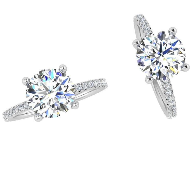 Round Diamond Side Stones Engagement Ring 0.32 ct - Thenetjeweler