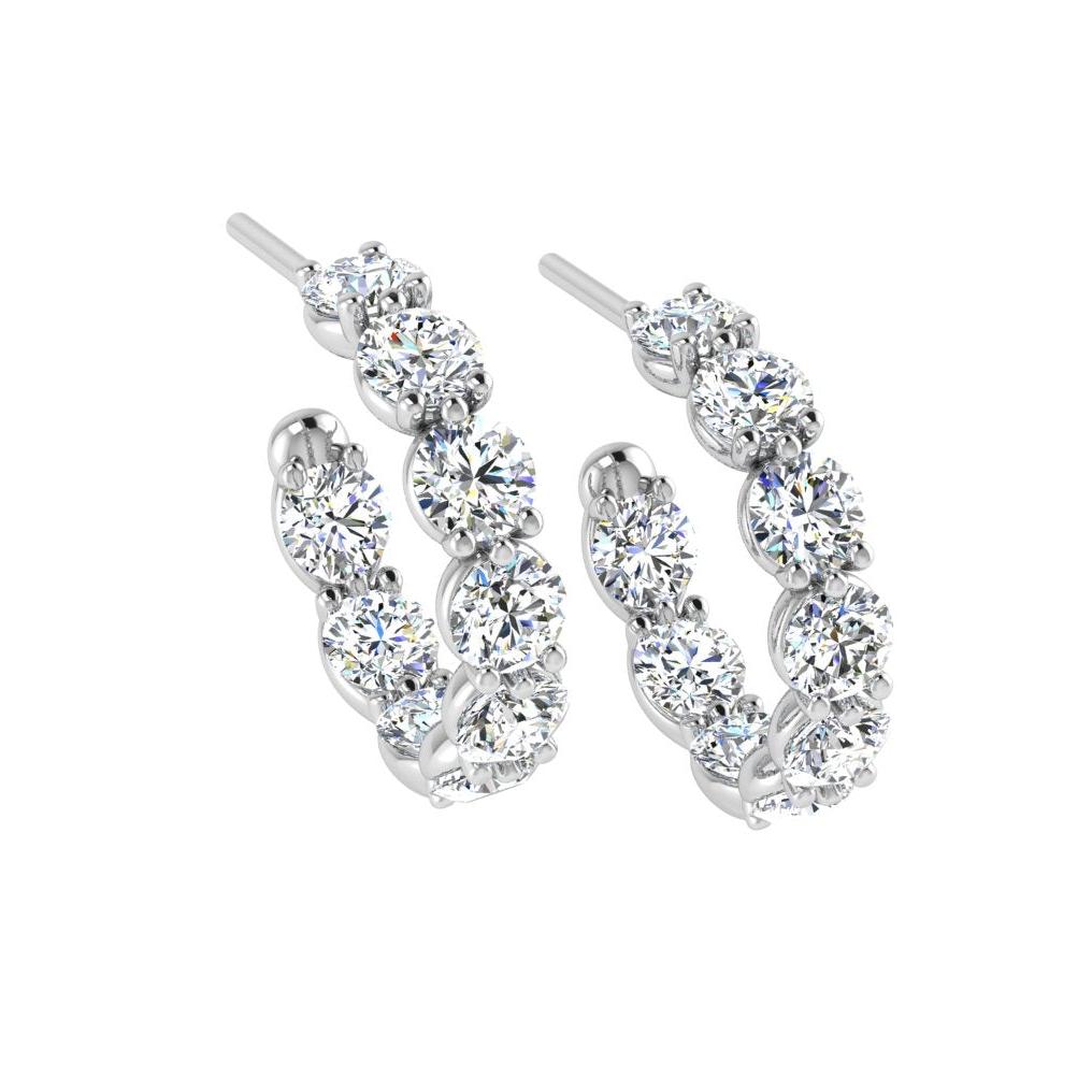 Round Diamond Hoop earrings 3.69 carats - Thenetjeweler