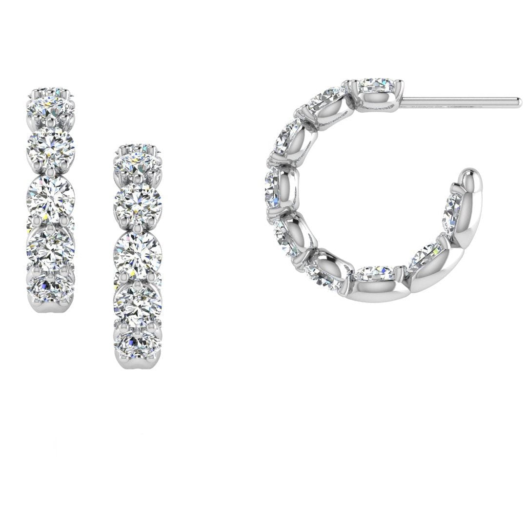 Round Diamond Hoop earrings 3.69 carats - Thenetjeweler