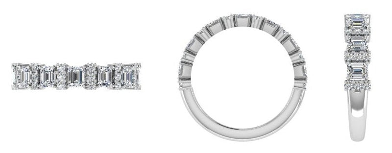 Emerald cut and Round Diamonds Eternity Band 1 carat - Thenetjeweler