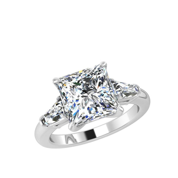 3 Stone Princess Cut Diamond Engagement Ring - Thenetjeweler