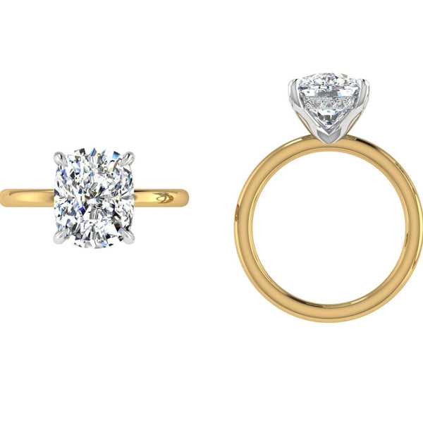 Cushion Diamond Hidden Halo Engagement Ring - Thenetjeweler