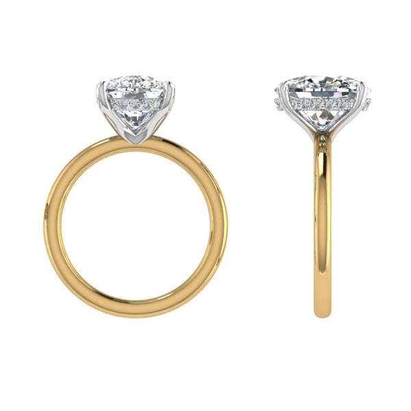 Cushion Diamond Hidden Halo Engagement Ring - Thenetjeweler
