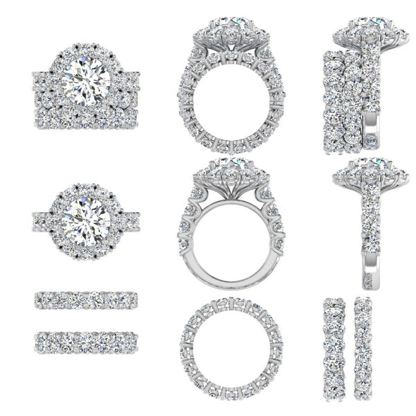 Diamond Engagement Ring and Eternity Band 18K - Thenetjeweler
