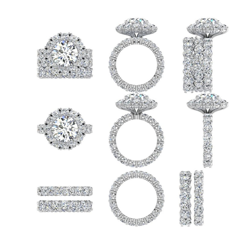 Diamond Engagement Ring and Eternity Band 18K - Thenetjeweler