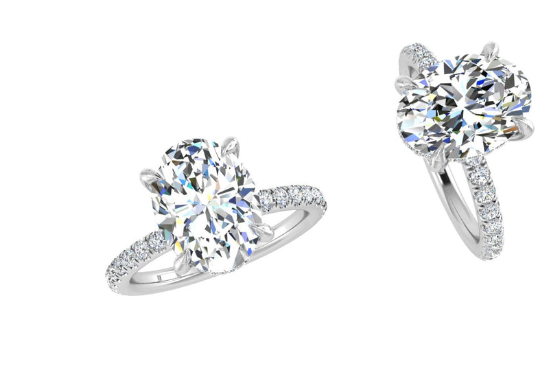 Oval Diamond Engagement Ring Under Pong Halo - Thenetjeweler