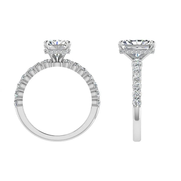 2 ct Emerald Lab Grown Diamond Hidden Halo Engagement Ring - Thenetjeweler