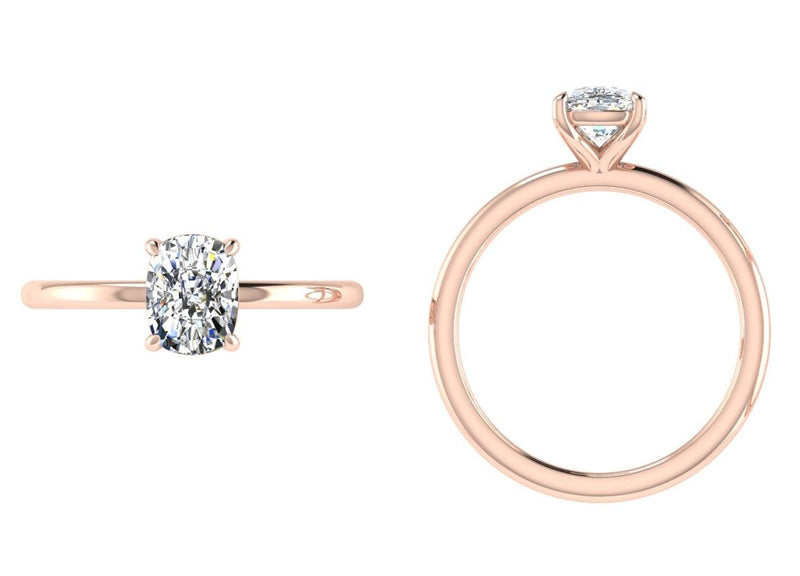 18K Rose Gold Cushion Solitaire Custom Engagement Ring - Thenetjeweler