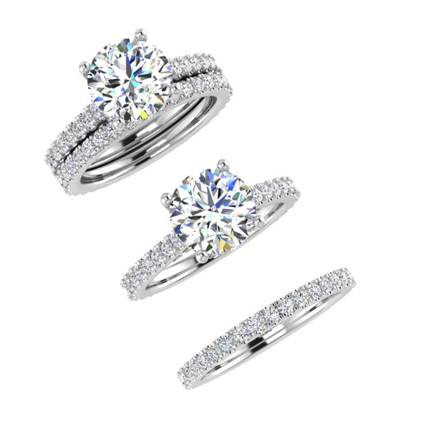 Diamond Engagement Ring with Secret Halo and Diamond Band - TheNetJeweler
