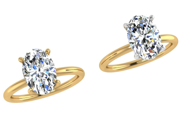 Oval Cut Diamond Under Halo Engagement Ring