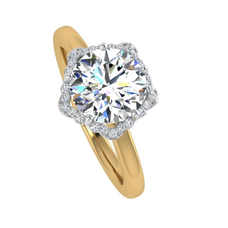 Floral Halo Diamond Engagement Ring - TheNetJeweler