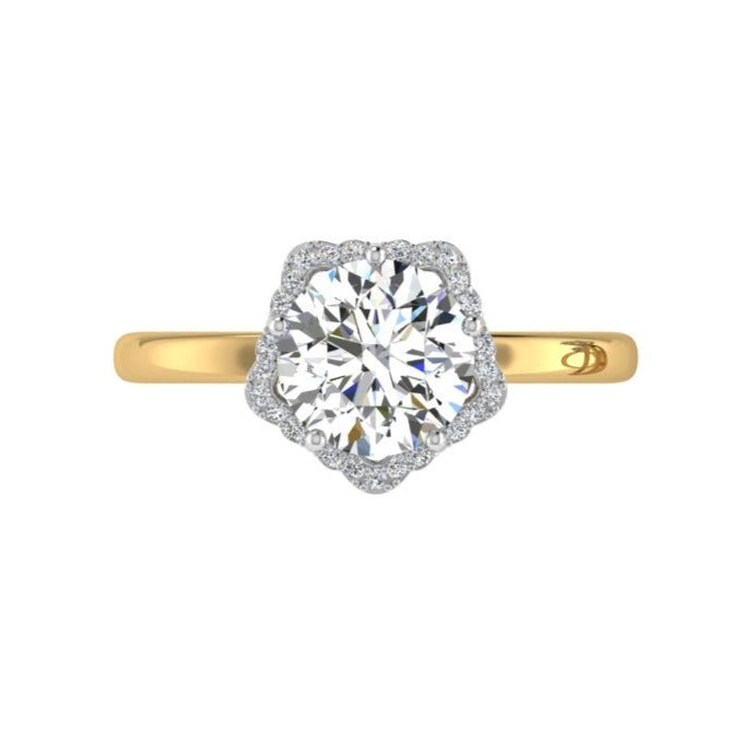 Floral Halo Diamond Engagement Ring - TheNetJeweler