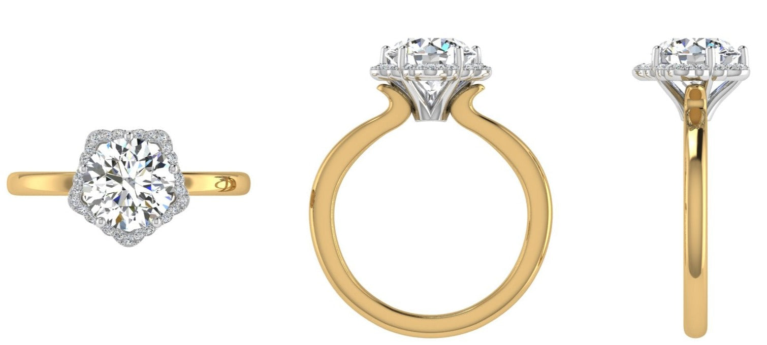 Floral Halo Diamond Engagement Ring - TheNetJeweler