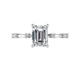 Emerald cut Diamond Solitaire Ring with Spaced Accents 0.09 ct - Thenetjeweler