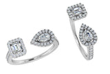 Pear and Emerald Cut Halo Diamond Open Ring - Thenetjeweler