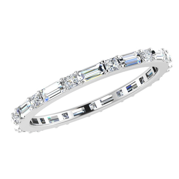 Baguette and Princess Diamond Stackable Eternity Ring - TheNetJeweler