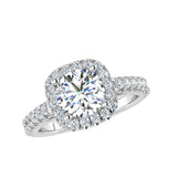 0.45ct. Round diamond cushion halo Engagement Ring - Thenetjeweler