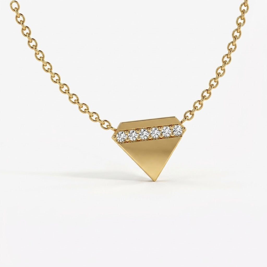 Diamond-Shaped Pendant in 14K Gold with Lab-Grown Diamonds - Thenetjeweler