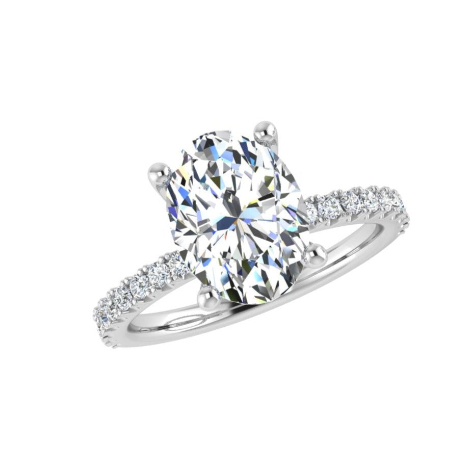 Oval Diamond Side stones Engagement Ring - Thenetjeweler