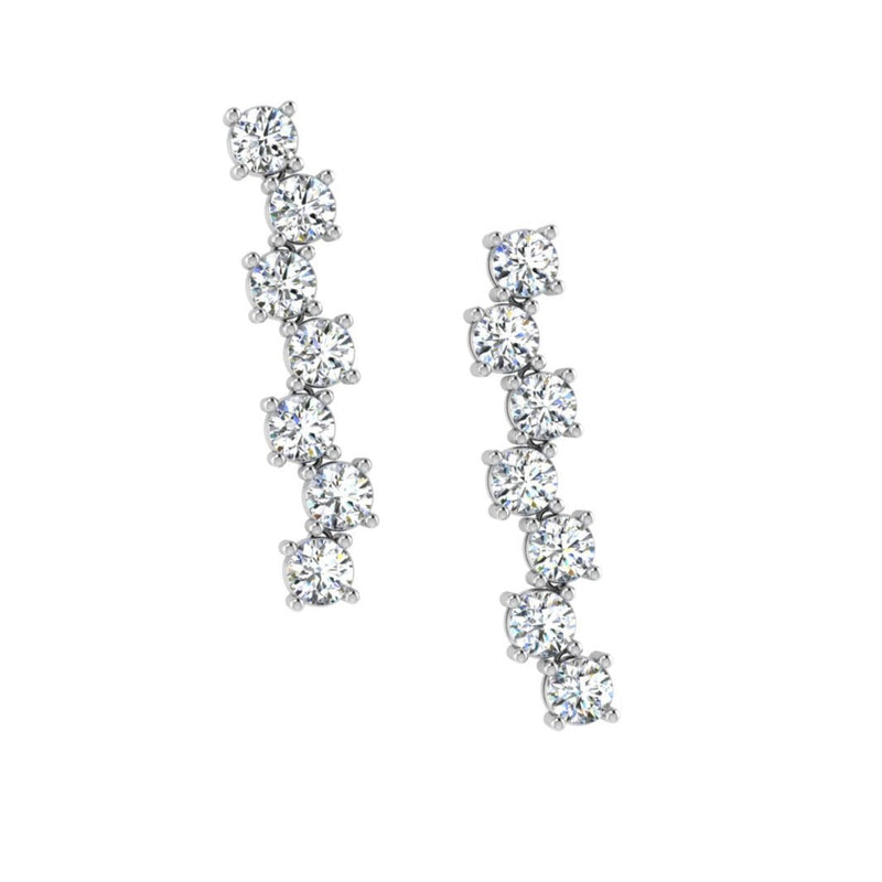 14K White Gold Scattered Diamond Drop Earrings - Thenetjeweler
