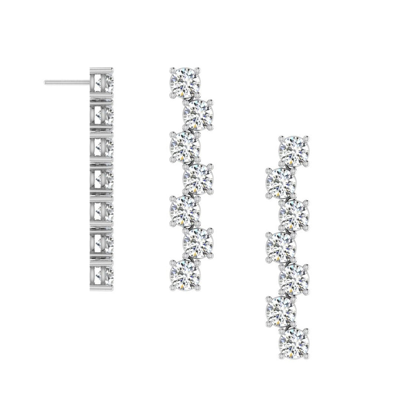 14K White Gold Scattered Diamond Drop Earrings - Thenetjeweler