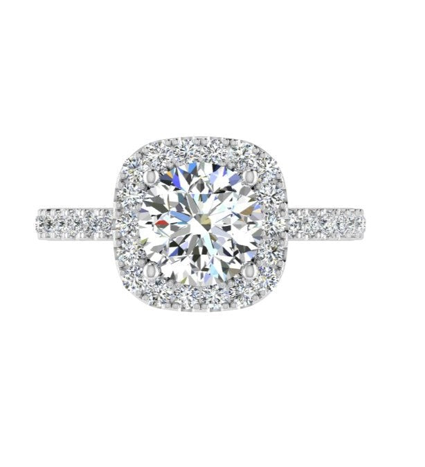 Cushion Halo Diamond Engagement Ring - Thenetjeweler