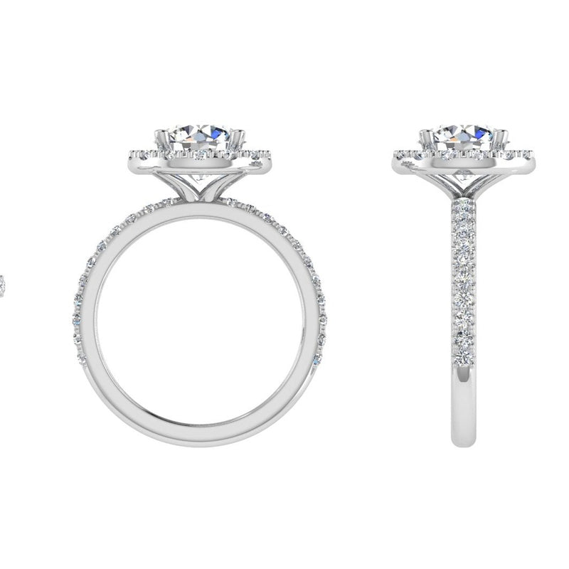 Round Halo Diamond Engagement Ring 0.45 ct. - Thenetjeweler