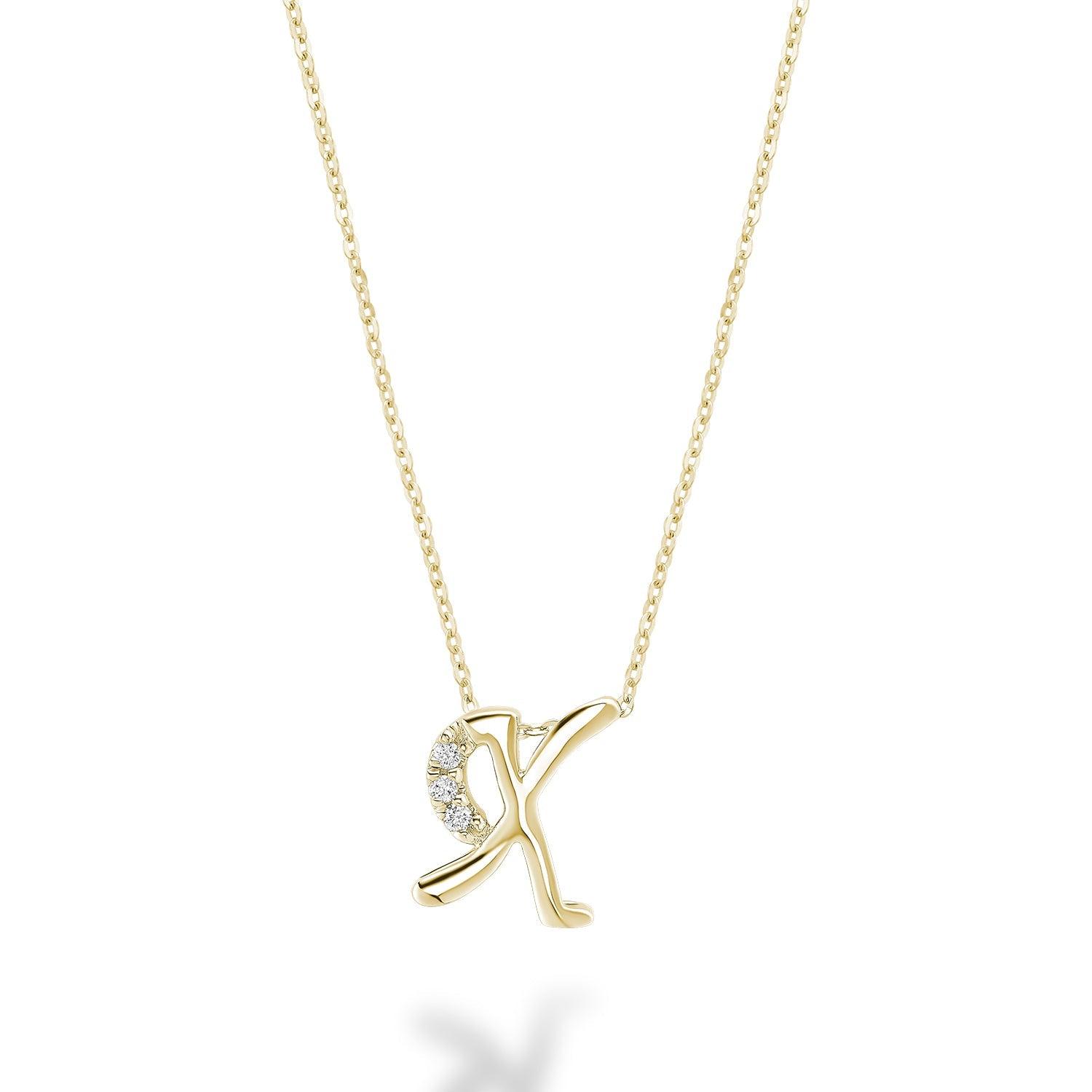 Mini Diamond Initial Pendant with Chain - Thenetjeweler