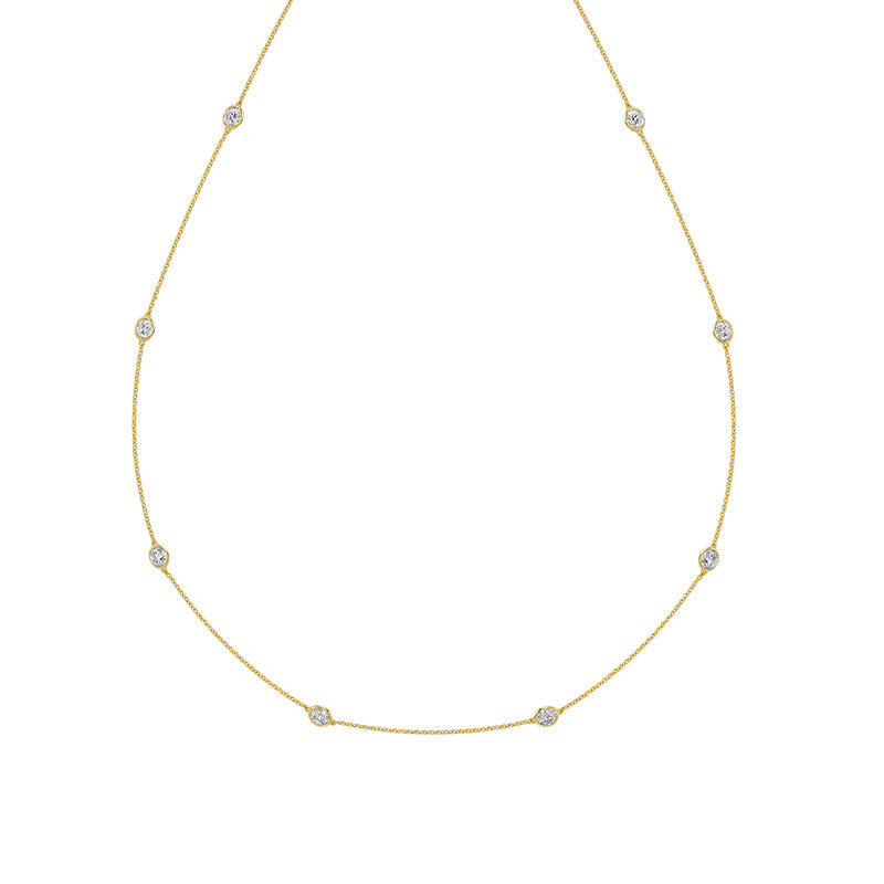 Lab Grown Diamond Station Necklace in 14K Yellow Gold - Thenetjeweler
