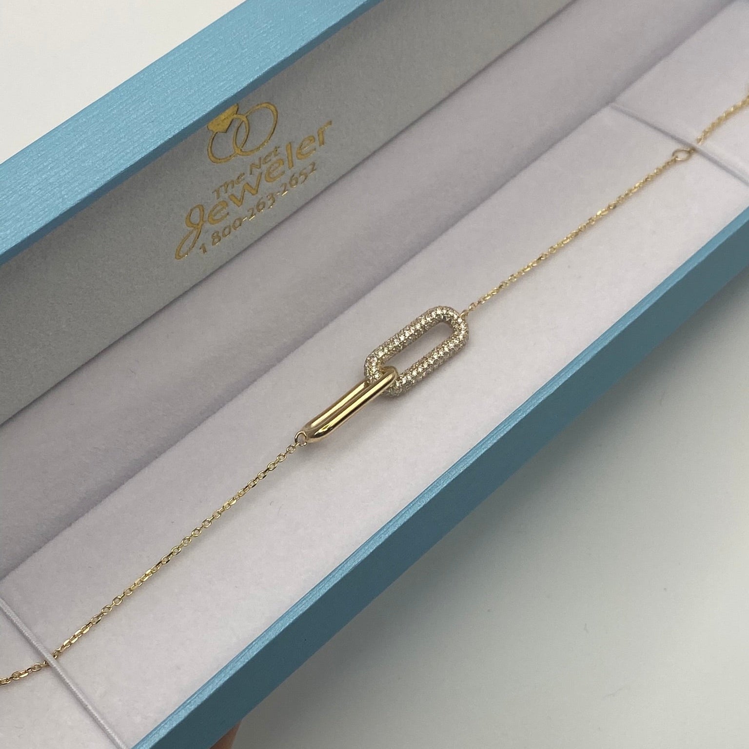 Interlocked Gold Diamond Paperclip Link Bracelet