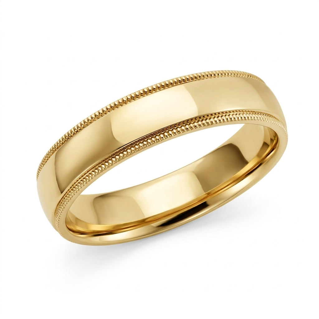 Alliance Milgrain Comfort Fit en or blanc 14 carats, bande de 5 mm