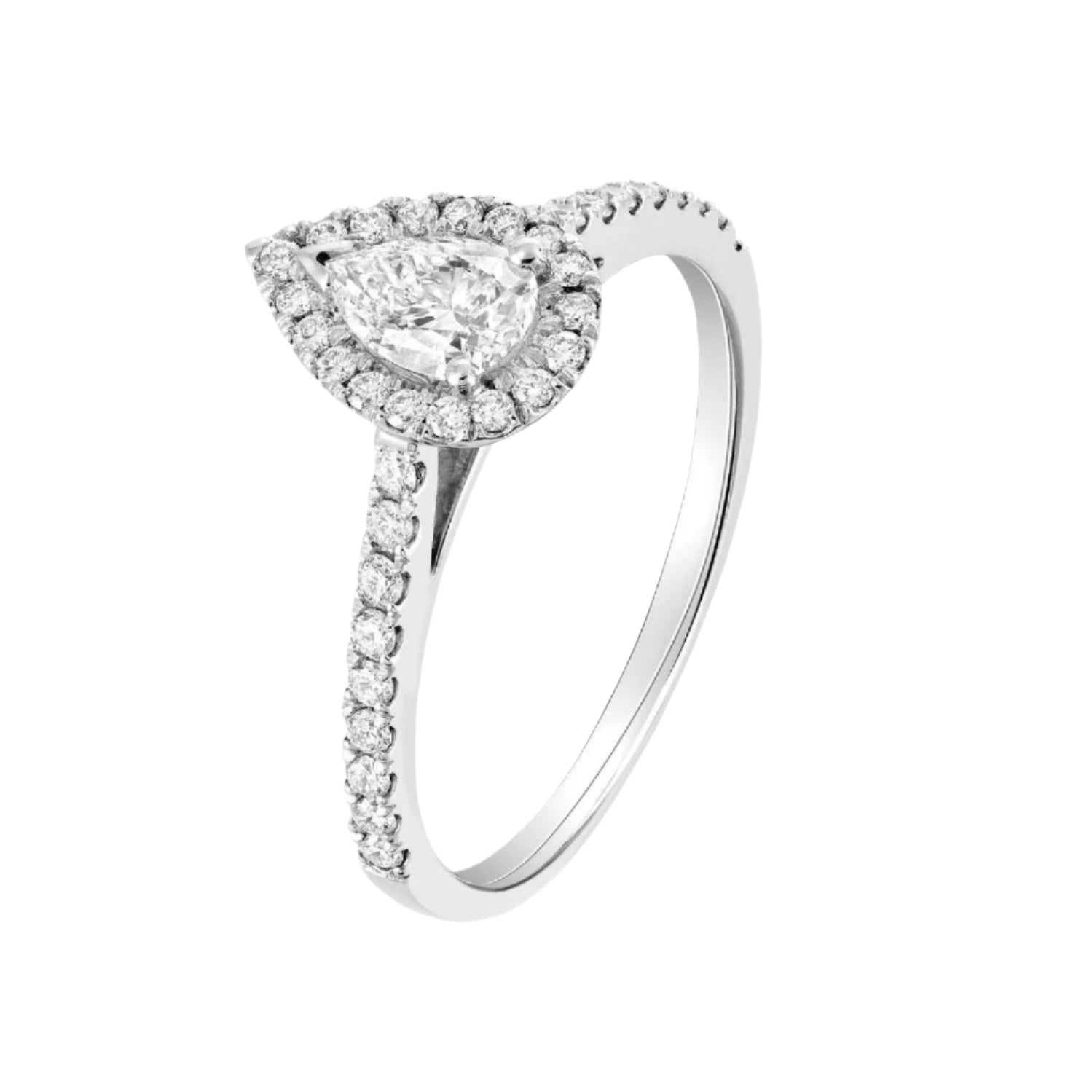 Pear Shaped Diamond Halo Engagement Ring 0.72 ct - Thenetjeweler
